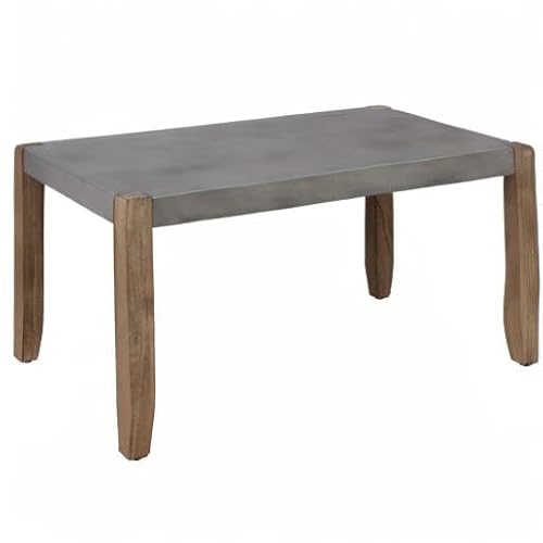 Alaterre Furniture Newport Living Room Collection – 36” x 24” Rustic Industrial Small Coffee Table with Faux Concrete Top Finish and Light Amber Solid Wood Legs (Concrete Gray) Alaterre Furniture