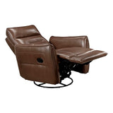 Lexicon Swivel Glider Reclining Chair, Top Grain Leather Match Manual Recliner, Comfy Nursery Glider Recliner, Swivel Reclining Chair for Living Room/Office/Bedroom/Apartment, Toffee Brown Lexicon