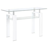 Coaster Home Furnishings - Dyer - Console Table with Tempered Glass Top, Shelf and Chrome Metal Frame - Living Room & Hallway - 48-Inch - White - 703439 Coaster Fine Furniture