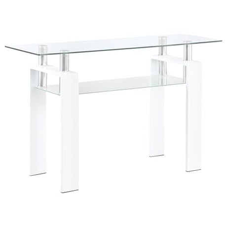 Coaster Home Furnishings - Dyer - Console Table with Tempered Glass Top, Shelf and Chrome Metal Frame - Living Room & Hallway - 48-Inch - White - 703439 Coaster Fine Furniture