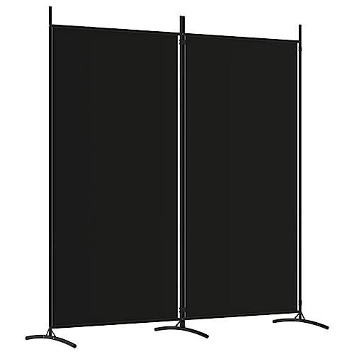 vidaXL Modern 2-Panel Room Divider, Black, 68.9" x 70.9", Durable 100% Polyester Fabric, Foldable Screen, Sunlight Blocker, Space Partition, Easy Assembly vidaXL