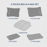 Anluoer Twin Comforter Set 5 Piece, Pink Bed in a Bag with Sheets, All Season Ruffle Shabby Chic Bedding Sets with 1 Comforter, 1 Pillow Sham, 1 Pillowcase, 1 Fitted Sheet Anluoer