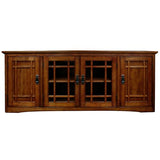 Leick Home 82360 Solid Wood Mission Oak Four Door TV Stand For 65" TVs Universal TV Console Living Room Storage Shelves Entertainment Center, Mission Oak Leick Home