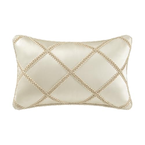 Loom and Mill 9-Piece Elegant Damask Comforter Sets Jacquard Medallion Design, Ultra Soft Floral Bedding with Euro Shams, Bedskirt, Filled Decorative Pillow for Home (Beige White, Queen) Loom and Mill