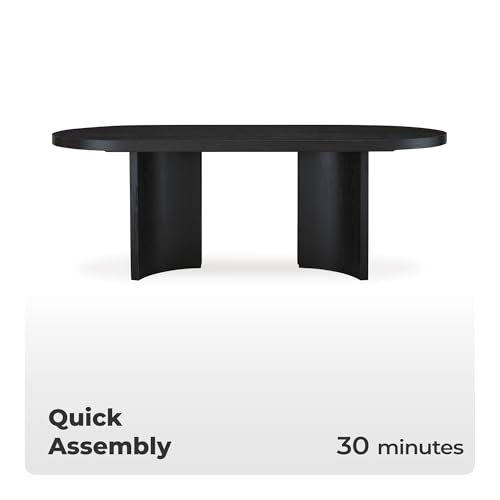 Signature Design by Ashley Rowanbeck Minimalist Dining Table for 8 People, Black Signature Design by Ashley