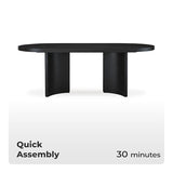 Signature Design by Ashley Rowanbeck Minimalist Dining Table for 8 People, Black Signature Design by Ashley