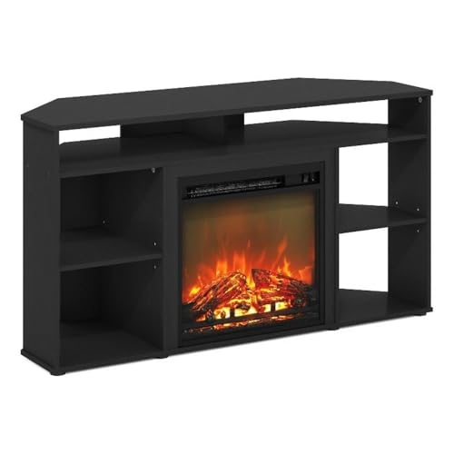 Pemberly Row Corner TV Stand with Fireplace for TV up to 55 Inches Americano Pemberly Row