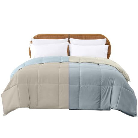 Modern Threads Down Alternative Reversible Comforter Beige/Light Blue Twin Modern Threads