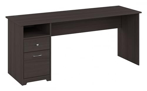 Bush Furniture Cabot Desks for Home Office with Storage and Chrome Hardware | Elegant Computer Table with Drawers, 72W, Heather Gray Bush Business Furniture