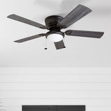 Prominence Home Benton Traditional 52 Inch Ceiling Fan with Light, LED Flush Mount Ceiling Fan, Indoor Fan with 5 Blades, Matte Black and Gray Cedar Blade Finish Options, Matte Black (50853-01) Prominence Home