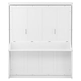 PVWIIK Murphy Multifunctional Bed Frame with Storage Shelf & Support Plate for Adult,Girls,Boys,Queen Size Murphy Bed,Wood Hidden Wall Bed Space-Saving Cabinet,White PVWIIK