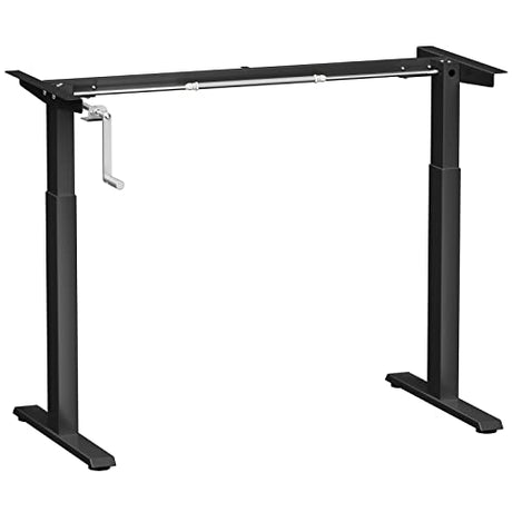 COSTWAY Crank Standing Desk Frame, Manual Hand Crank Workstation Base, Ergonomic Sit to Stand Base w/Foldable Crank Handle, Hook, Cable Management Rack (Black) COSTWAY