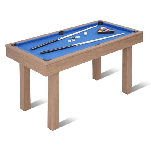 4.5FT Billiard Table, Mini Pool Table for Kids and Adults, Indoor & Outdoor Game Table Set includes 2 Cue Sticks, 16 Balls, Triangle, Chalk for Game Room Family - WoodArtSupply