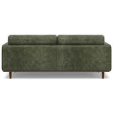 SIMPLIHOME Morrison 89-inch Wide Sofa in Moss Green Genuine Leather, Mid-Century Modern Design Couch for Living Room, Single Bench Cushion, 2 Back Cushions, 2 Bolster Pillows SIMPLIHOME