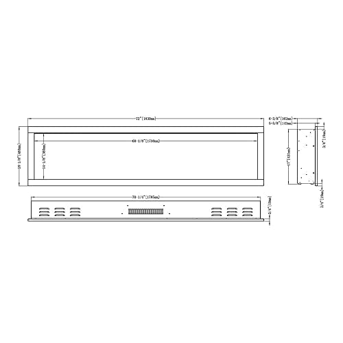 Modern Ember Highmark 72 Inch Smart Linear Electric Fireplace - Premium Flame with 10 Colors, Sleek Hidden Vent Design, Install Recessed in-Wall or Wall-Mount, WiFi and Voice-Enabled