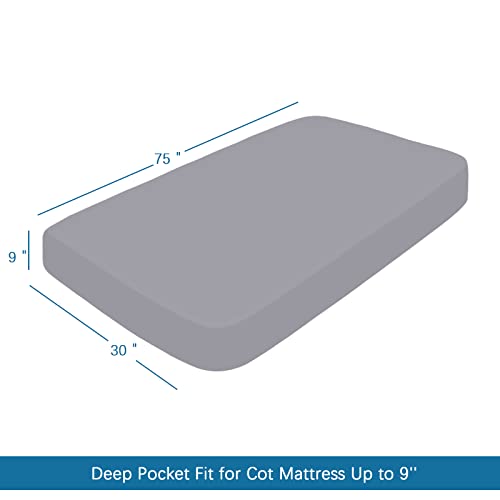 SPRINGSPIRIT Cot Sheets 30" x 75" x 9", 4 Piece Cot Sheet Set, Cot Size Fitted Sheets with Narrow Twin/Camp Bunk/Rvs Bunk/Guest Beds/Trifold Mattress, Grey SPRINGSPIRIT