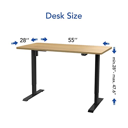 FLEXISPOT Standing Desk Height Adjustable Desk Electric Sit Stand Desk Home Office Table (55x28 Black+Maple 2 Packages) - WoodArtSupply