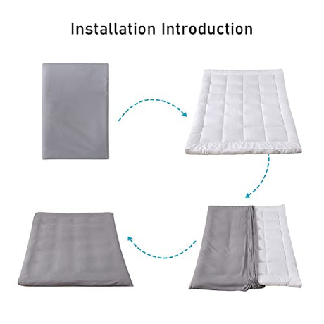 YOCOVER Japanese Floor Futon Mattress Cover Full Queen Twin King Size, Foldable Meditation Camping Sleeping Pad Dust Cover for Floor Guest Room (Black,King:78.7x86in) YOCOVER