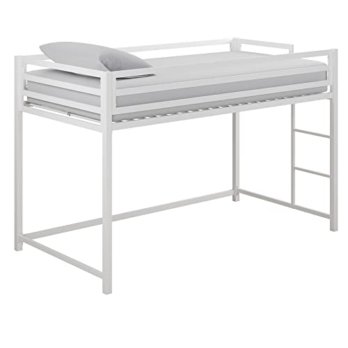 DHP Miles White Metal Junior Twin Loft Bed for Kids - WoodArtSupply