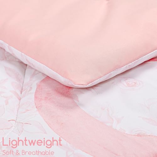 DAYEEBALL 4 Piece Toddler Bedding Set, Ultra Soft and Breathable Toddler Comforter Sets for GirlsIncludes Quilted Comforter, Fitted Sheet, Flat Sheet and Pillowcase, Pink Bow DAYEEBALL