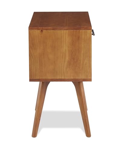Mid Century Modern One Drawer Nightstand/Constructed of Solid Wood/Castanho Finish Camaflexi