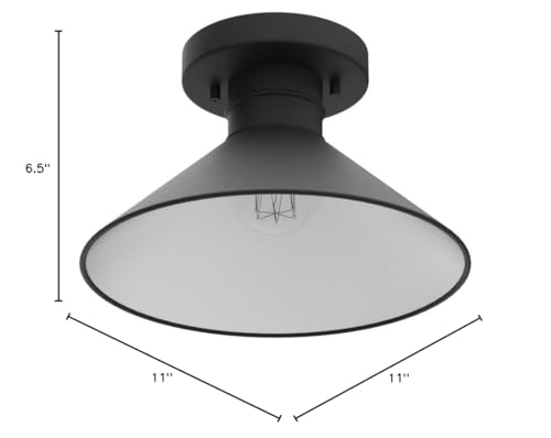 Westinghouse 6112900 Watts Creek 11 Inch Rustic/Arts & Crafts One-Light Outdoor Semi Flush Mount Ceiling Light, Dark Sky Friendly, Textured Black Finish Westinghouse