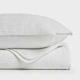 EVERGRACE Velvet Quilt Set King Size, Luxurious Soft Quilted Bedding Sets, Lightweight Velvet Comforter for All Season, Striped Channel Bedspread Coverlet with 2 Shams, Bright White EVERGRACE