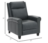 CANMOV Leather Recliner Chair, Classic and Traditional Push Back Recliner Chair with Comfortable Arms and Back for Living Room Bedroom Adjustable Single Sofa, Navy Blue