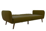 Novogratz Brittany Sofa Futon, Premium Linen Upholstery and Wooden Legs, Green Linen Novogratz