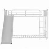 Bellemave Bunk Bed with Slide, Metal Twin Over Twin Bunk Bed with Slide and Ladder, Made of Heavy Duty Steel, for Girls Boys Teens – White Bellemave