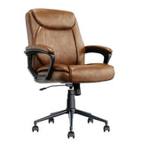 Click365 Transform 1.0 Extra Comfort Ergonomic Mid Back Desk Chair, with Padded armrests, Adjustable-Height, Tilt, Lumbar Support, Bonded Leather, Cognac Click365