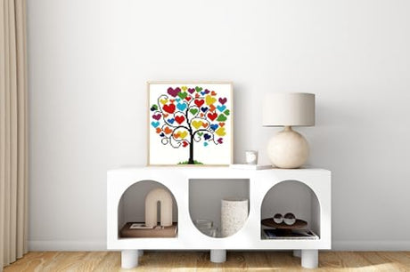 HKLIOPU Stamped Cross Stitch Kits - Love Tree Embroidery Starter Kit for Adult Beginners, 11CT Needlepoint Cross-Stitch Patterns Dimensions Kit Arts and Crafts 13.8X 13.8 inch HKLIOPU