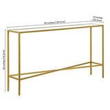 Henn&Hart 55" Glass Rectangular Console Table Entryway Table, Sofa Table for Entryway, Living Room, Couch, Hallway, or Office, Gold Henn&Hart