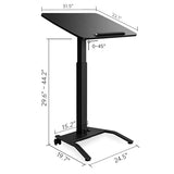 JSJCCTESK Mobile Standing Desk with 45° Tilting Desktop, Portable Rolling Standing, Height Adjustable Sit Stand Foldable with Wheels, Mobile Desk Workstation for Home Office (Black, Large) JSJCCTESK