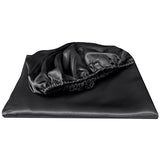 HommxJF Silk Satin Black Full Fitted Sheet, Deep Pocket Fitted Sheet Only, Breathable, Non- Fading, Fully Elasticized Bed Sheets Sold Separately HommxJF