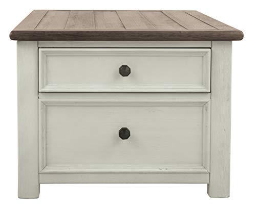 Signature Design by Ashley Bolanburg Farmhouse Lift Top Coffee Table with Drawers, Antique Cream & Brown - WoodArtSupply