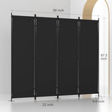 Room Divider, 4 Panel Folding Privacy Screen, 88” Portable Separating with 3 Metal Feet, Partition Room Dividers, Lightweight Freestanding Wall Divider Screen for Office Bedroom Hospital(Black) Phonjoroo
