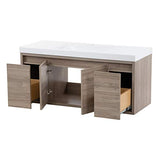 Spring Mill Cabinets Kelby 48 Inch Modern Floating Bathroom Vanity with White Single Sink Top, 2-Door Cabinet, 2 Soft-Close Drawers, 48.5" W x 18.75" D x 22.25" H, Forest Elm Spring Mill Cabinets