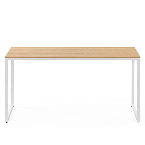 ZINUS Jennifer 63 Inch White Frame Desk, Computer Workstation, Office Desk, Easy Assembly, Natural Zinus