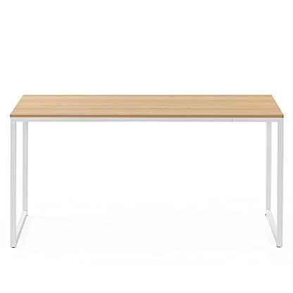 ZINUS Jennifer 63 Inch White Frame Desk, Computer Workstation, Office Desk, Easy Assembly, Natural