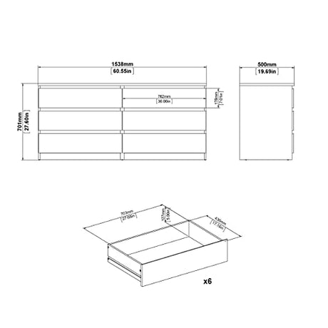 Tvilum Scottsdale 6 Drawer Double Dresser, Truffle Tvilum