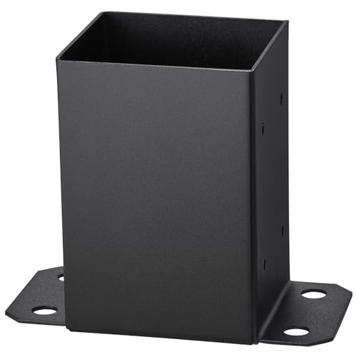 VEVOR 4x4 Post Base 10 Pcs, Inner Size 3.6"x3.6" Post Base Brackets, Heavy Duty Powder-Coated Post Anchor Matte Black Wood Post Brackets for Pavilion Deck Railing Support Deck Base Plate - WoodArtSupply