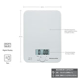 KitchenAid KQ914WH Glass Surface 11 Pound Capacity Digital Kitchen and Food Scale, Scale for Food Ounces and Grams, Dry and Liquid Ingredients, White