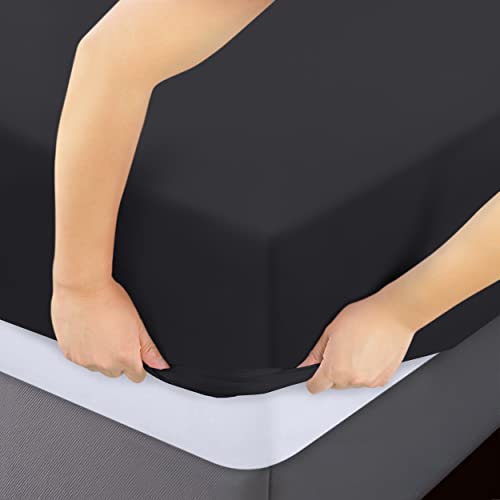 Utopia Bedding Twin Fitted Sheets - Bulk Pack of 2 Bottom Sheets - Soft Brushed Microfiber - Deep Pockets - Shrinkage & Fade Resistant - Easy Care (Twin, Black) Utopia Bedding