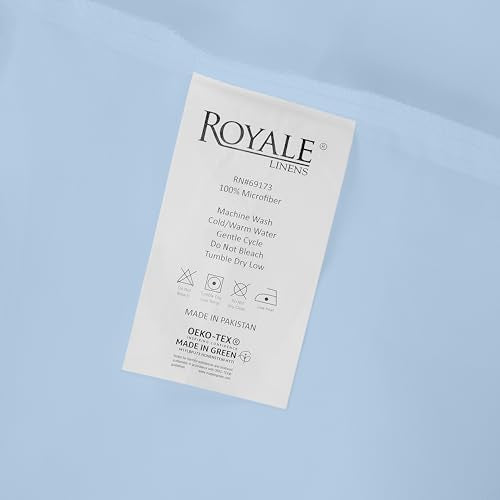 Royale Linens Fitted Sheet Twin - Ultra Soft 1800 Brushed Microfiber - Hotel Luxury Bottom Sheets - Wrinkle Free & Fade Resistant - Deep Pocket Fitted Sheet Only (Twin, Lake Blue) ROYALE LINENS