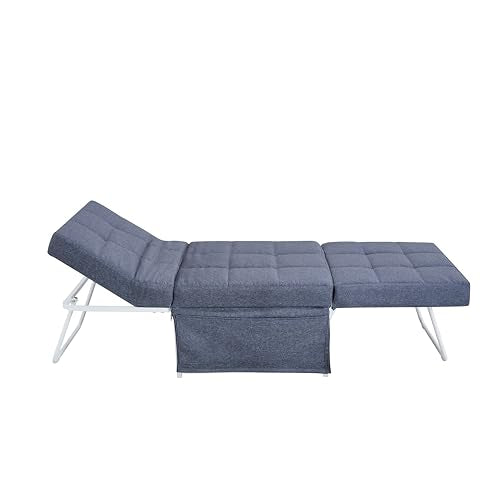 Folding Ottoman Bed with Adjustable Backrest, Futon Couch, Convertible Chair into Sofa Bed for Living Room Apartment Office Small Space Generic