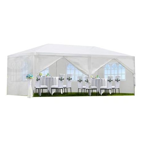 10'x20' Party Tent, Outdoor Wedding Canopy Tents for Parties with 6 Removable Sidewalls, Heavy Duty Canopy Outside Gazebo Event Tent for Parties Garden Patio Backyard, White PeakPursuit