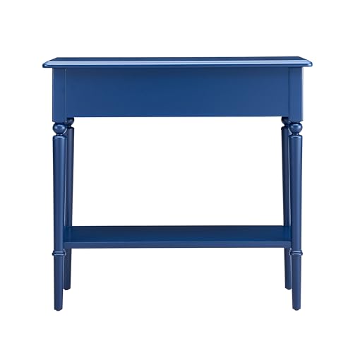 Leick Home Coastal Console Table, Solid Wood, 2 Storage Drawers, Bottom Display Shelf, Narrow Depth, Easy-Assembly, for Living Room/Hallway, Navy Blue, 30.0 in. W x 11.0 in. D x 28.0 in. H, 20027-NV Leick Home