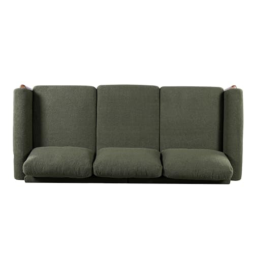 Christopher Knight Home Yadil Teddy Fleece Upholstered 3 Seater Sofa Couch, Wooden Home Sofa Living Room, Comfy Cloud Couch for Bedroom, Home Office, Olive Green Christopher Knight Home