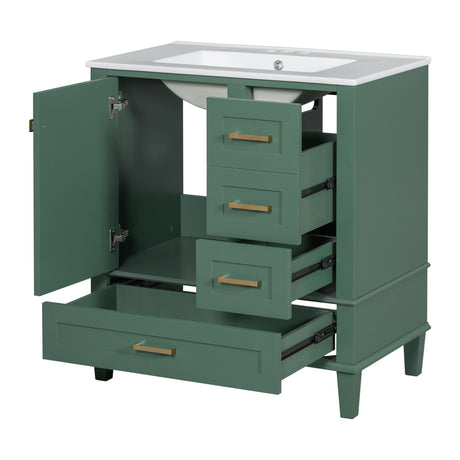 Bathroom Vanity, Modern Bathroom Cabinet With Sink Combo Set, Bathroom Storage Cabinet With A Soft Closing Door And 3 Drawers, Solid Wood Frame HouseOfZazla
